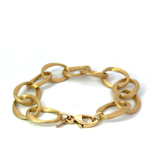 14 Karat Yellow Gold Satin Open Oval Link Bracelet Image 2 Saxons Fine Jewelers Bend, OR