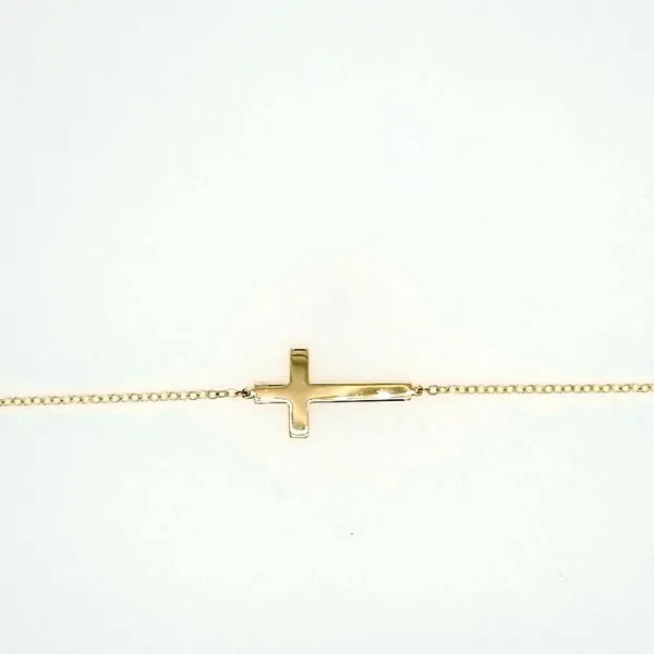 14 Karat Yellow Gold Sideways Cross Bracelet Image 2 Saxons Fine Jewelers Bend, OR