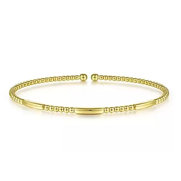 Gabriel & Co. 14 Karat Yellow Gold Bujukan Bead Open Bangle Saxons Fine Jewelers Bend, OR
