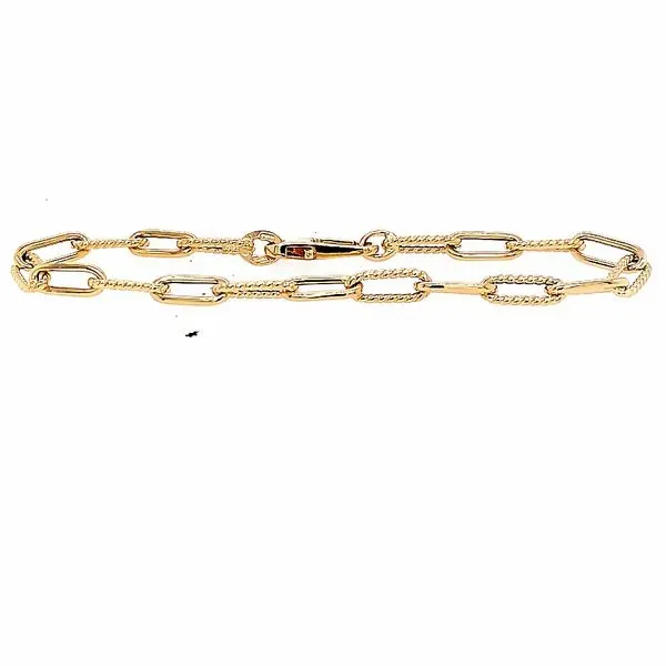 Roberto Coin. 18 Karat Yellow Gold Oval Link Bracelet Textured/ Polished Image 2 Saxons Fine Jewelers Bend, OR