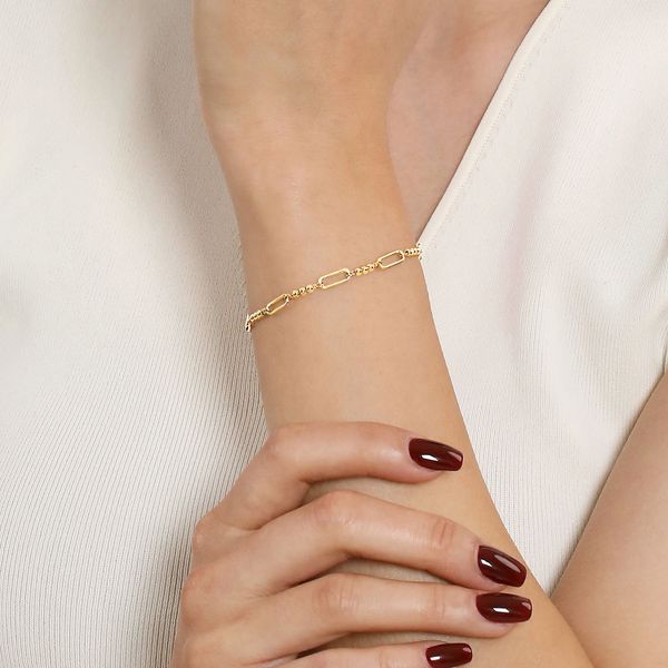 Gabriel & Co.14K YG Bujukan Bead Link Chain Bracelet 7