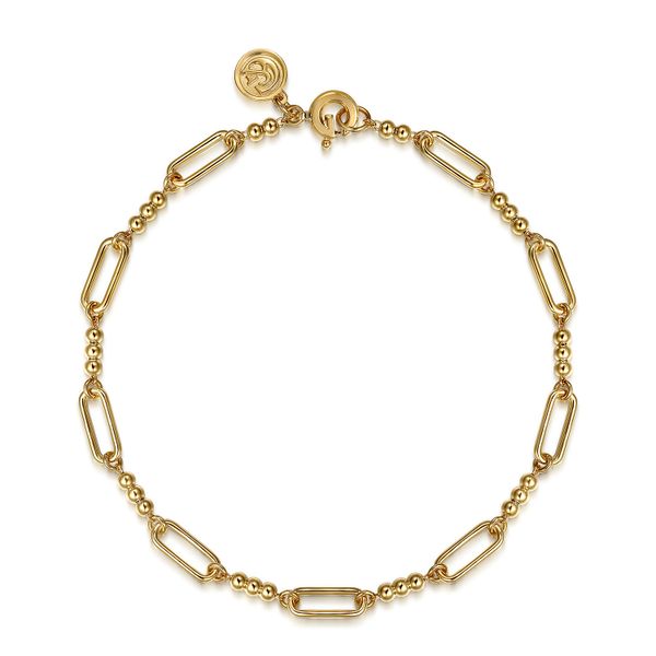Gabriel & Co.14K YG Bujukan Bead Link Chain Bracelet 7