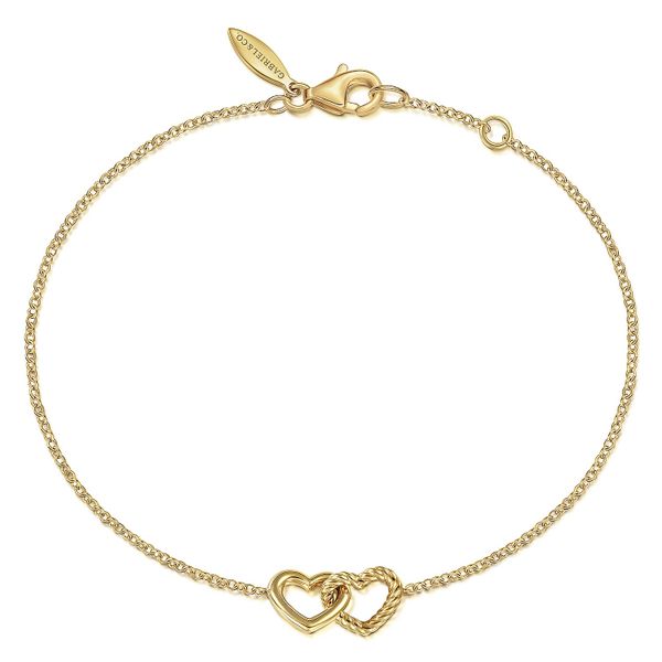 Gabriel & Co.14K YG Entwined Rope Hearts Chain Bracelet 7