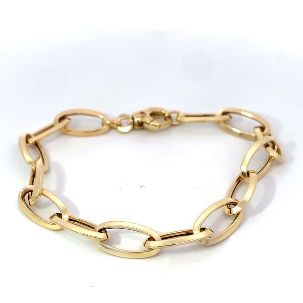 Roberto Coin. 18 Karat Yellow Gold Knife Edge Oval Link Bracelet Saxons Fine Jewelers Bend, OR