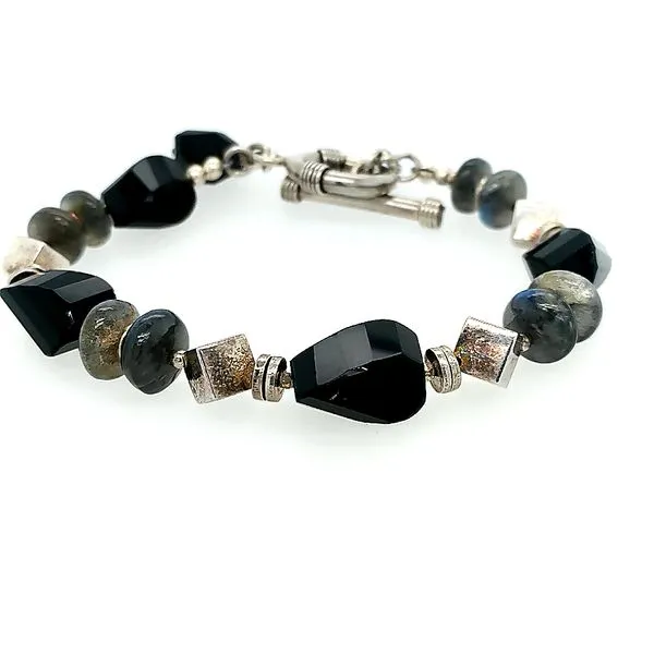 Noble Silver Black Obsidian Chalcedony Cube Bracelet Saxons Fine Jewelers Bend, OR