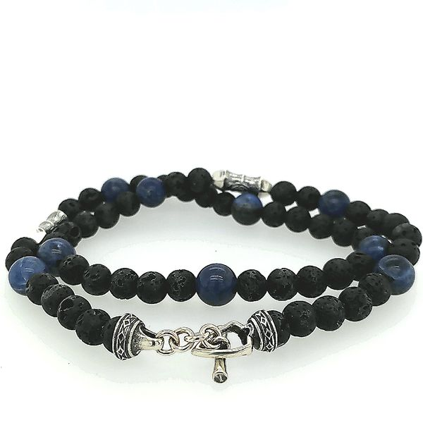 Men's Double Wrap Sodalite and Lava Bead Bracelet Saxons Fine Jewelers Bend, OR