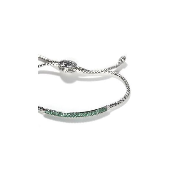 Classic Silver Emerald Mini Pull Through Chain Bracelet Image 2 Saxons Fine Jewelers Bend, OR