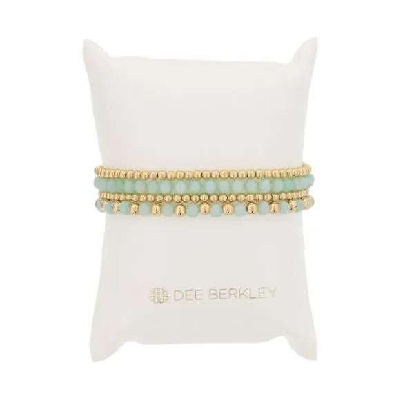 Malibu Stack Set of 4 Gold Beads/Robins Egg Bracelets Saxons Fine Jewelers Bend, OR