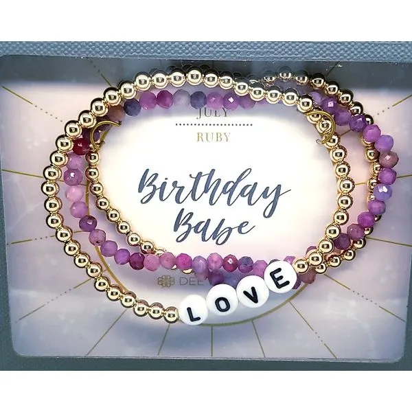 Set of 3 July Birthstone Ruby Gold 