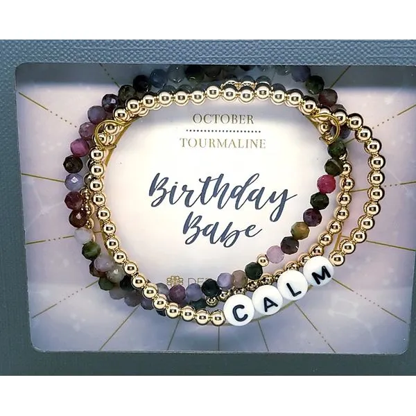 Set of 3 October Birthstone Tourmaline Gold "Calm" Bracelet Saxons Fine Jewelers Bend, OR