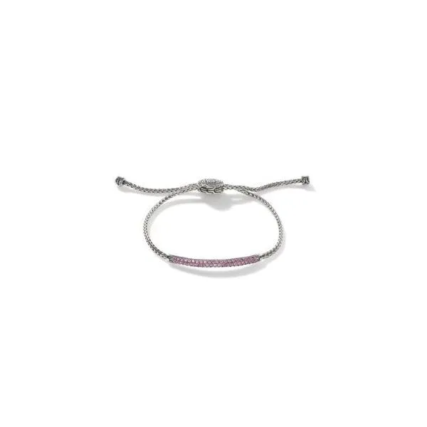 John Hardy Silver Classic Chain Mini Pull Through Bracelet Pink Tourmaline Size S-M Saxons Fine Jewelers Bend, OR