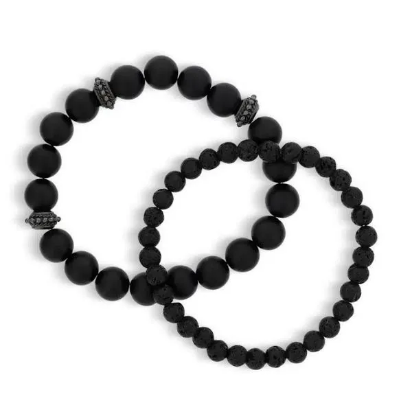 Lavastone Black Agate Pewter Accent Bracelet Set Saxons Fine Jewelers Bend, OR