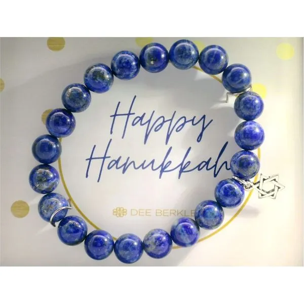 Lapis Pewter Star of David Bracelet 