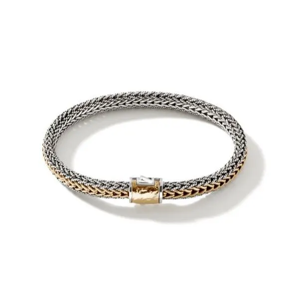 John Hardy. 18 Karat Yellow Gold Silver Reversible Bracelet