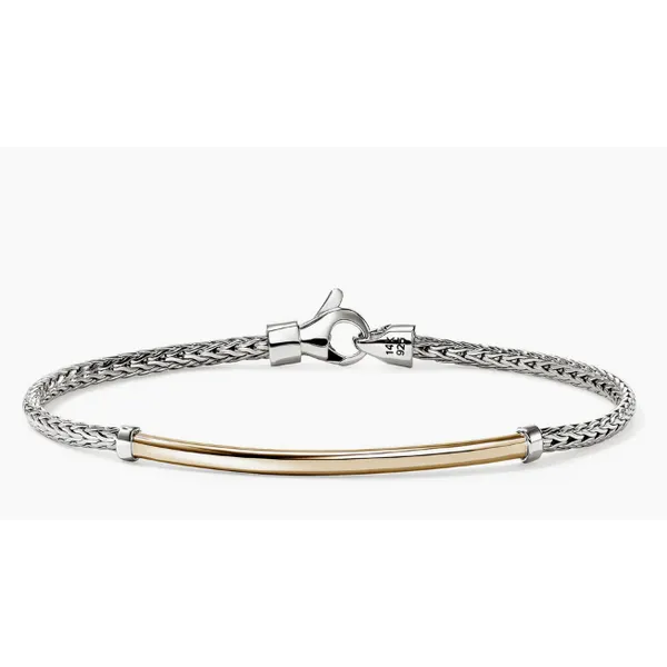 14 Karat Silver Yellow Gold Bar Bracelet