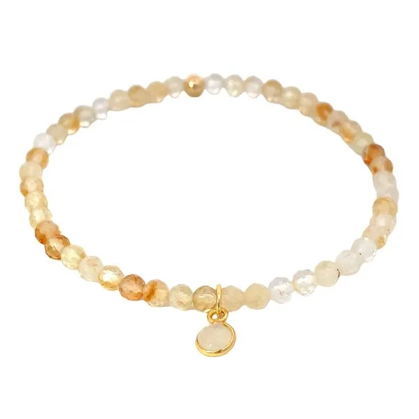Gold Plated Citrine Clear Quartz Bezel Charm Bracelet Set Saxons Fine Jewelers Bend, OR