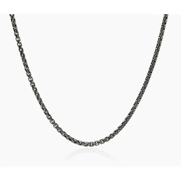 John Hardy Silver Box Chain Matte Black Rhodium Chain Saxons Fine Jewelers Bend, OR