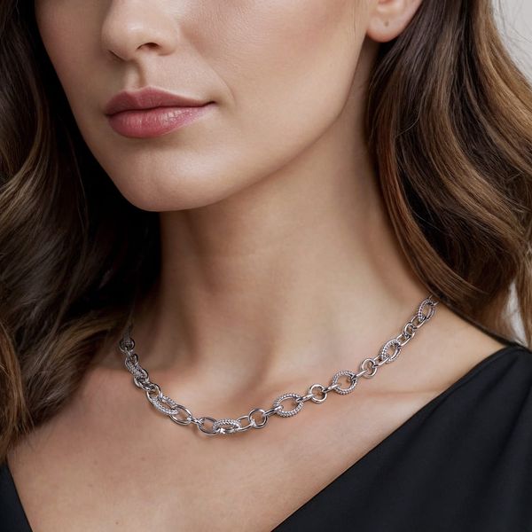 Gabriel & Co. Sterling Silver Bujukan Link Chain Necklace Image 4 Saxons Fine Jewelers Bend, OR