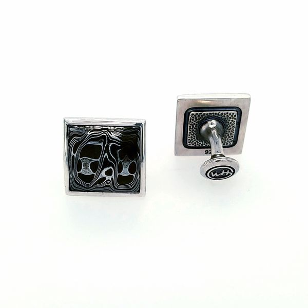 William Henry. Sterling Silver Intrepid Damascus Duo Cufflinks Saxons Fine Jewelers Bend, OR