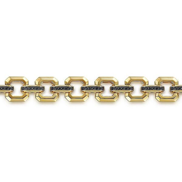 Gabriel & Co. 14 Karat Yellow Gold Black Spinel Link Chain Bracelet Image 2 Saxons Fine Jewelers Bend, OR