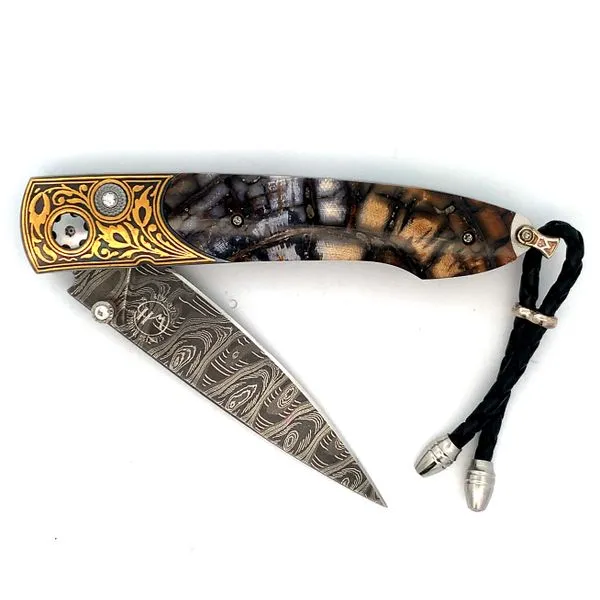 Men's Lancet Age Old 24K YG Koftgari Woolly Mammoth Tusk Hornets Nest Damascus White Topaz Bracelet Saxons Fine Jewelers Bend, OR