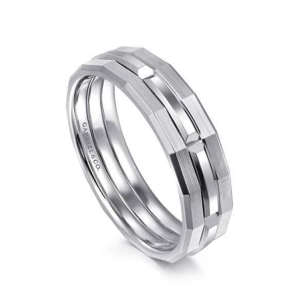 Gabriel & Co. Sterling Silver Brushed and Polished Band Image 2 Saxons Fine Jewelers Bend, OR