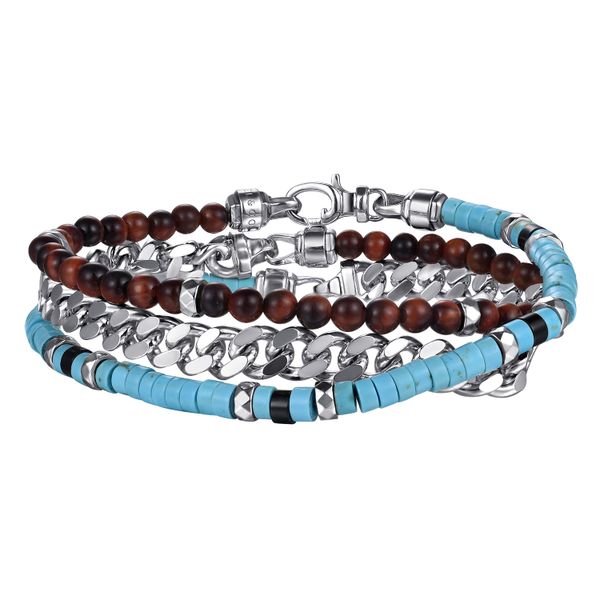 Gabriel & Co Beaded Wrap Bracelet and Necklace 925 Sterling Silver Turquoise, Onyx and Tiger Eye Saxons Fine Jewelers Bend, OR