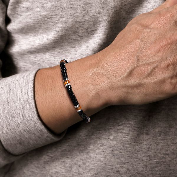 Gabriel & Co Beaded Bracelet 925 Sterling Silver Cylinder Onyx and Tiger Eye Image 3 Saxons Fine Jewelers Bend, OR