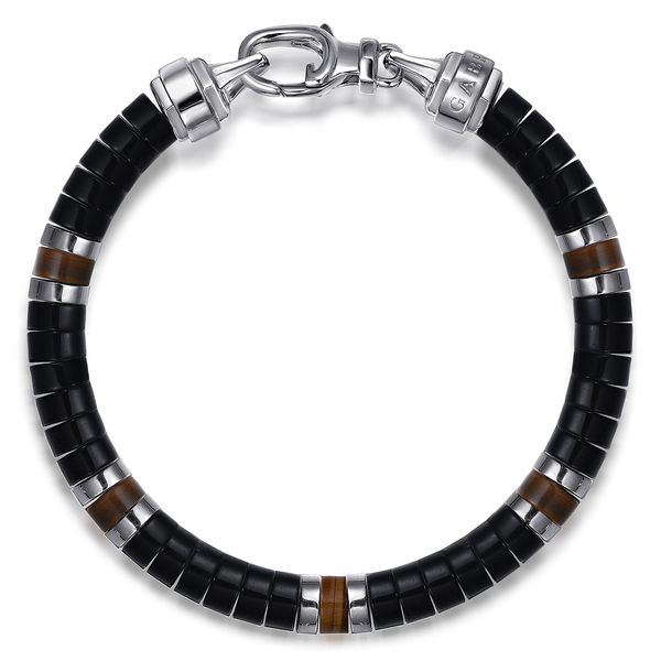 Gabriel & Co Beaded Bracelet 925 Sterling Silver Cylinder Onyx and Tiger Eye Saxons Fine Jewelers Bend, OR