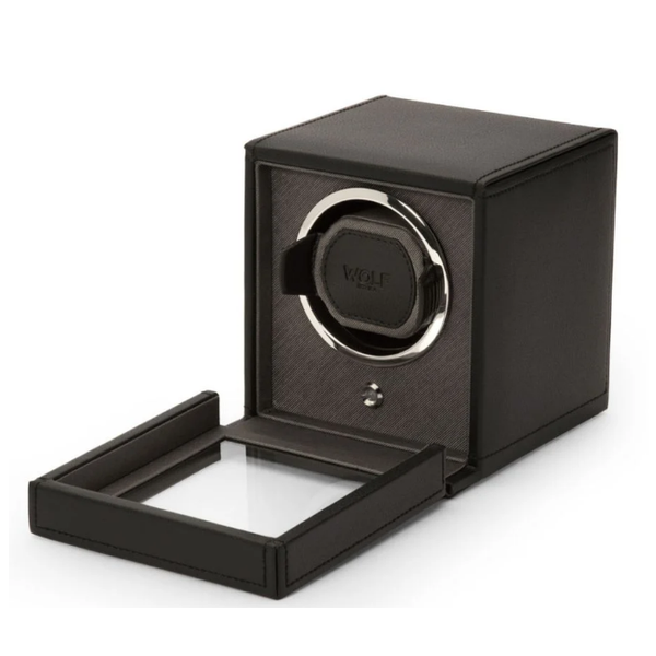Cub Single Watch Winder with Cover Black Image 2 Saxons Fine Jewelers Bend, OR
