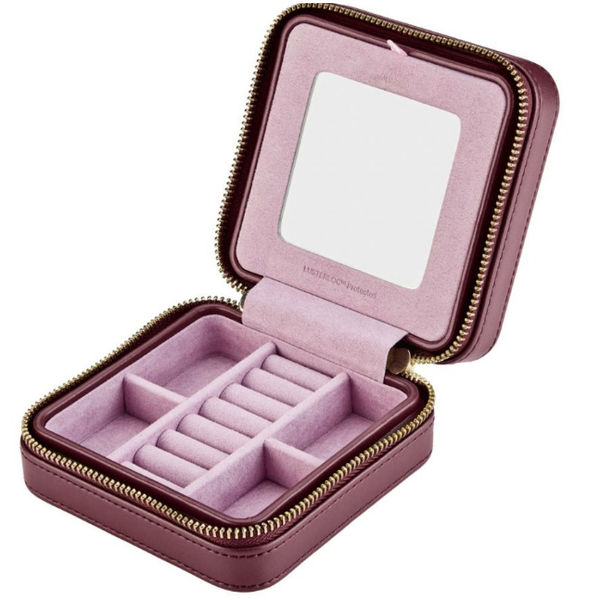 WOLF X LIBERTY Ianthe Small Travel Jewelry Zip Case - Burgundy Image 2 Saxons Fine Jewelers Bend, OR