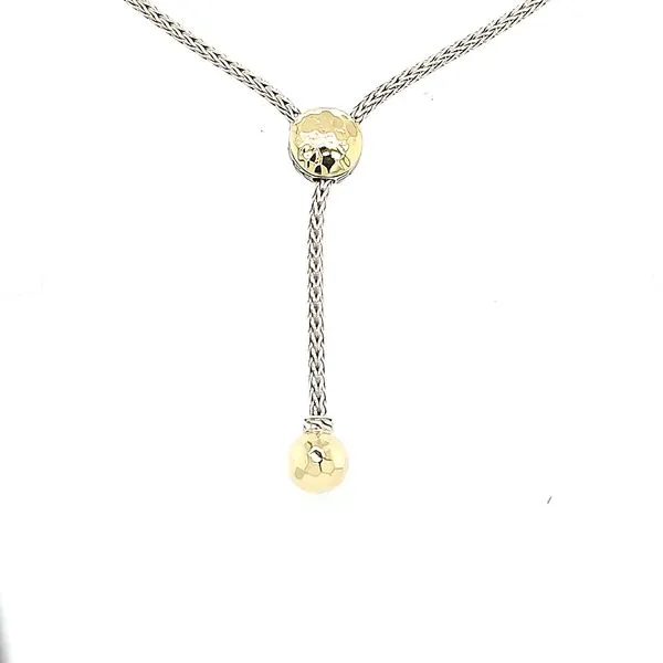 John Hardy 18 Karat Yellow Gold Hammered Y Shaped Slider Necklace Size 32 Saxons Fine Jewelers Bend, OR