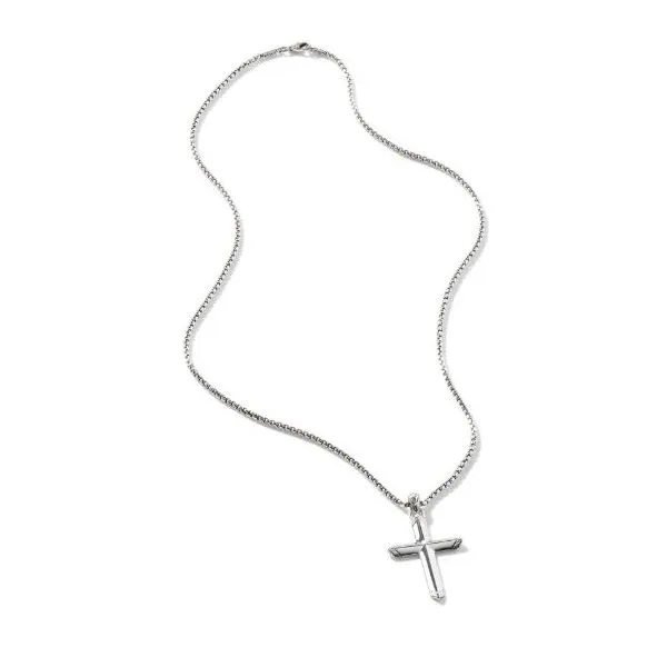 John Hardy. Silver Cross Pendant Box Chain Saxons Fine Jewelers Bend, OR