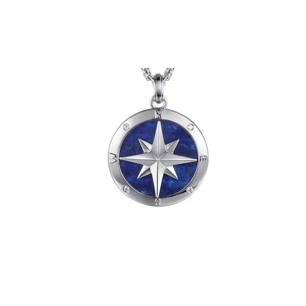 Gabriel & Co. Sterling Silver Compass Lapis Slab Link Chain Saxons Fine Jewelers Bend, OR