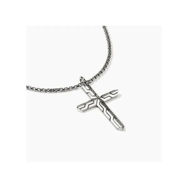 John Hardy Icon 50 Silver Cross Pendant on Box Chain Image 2 Saxons Fine Jewelers Bend, OR