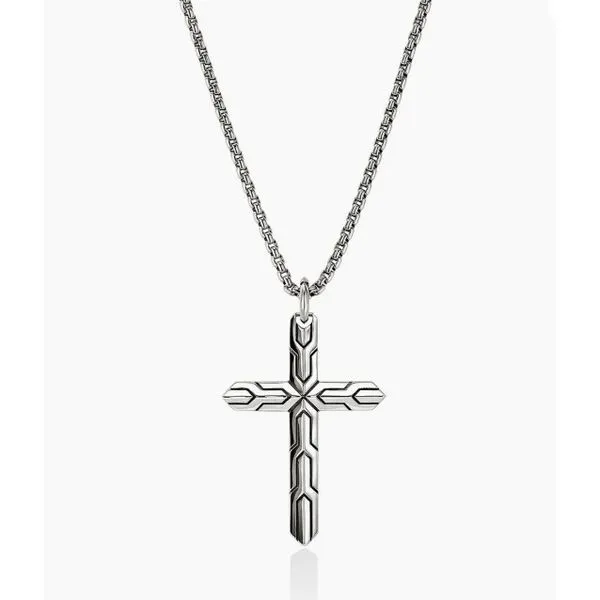 John Hardy Icon 50 Silver Cross Pendant on Box Chain Saxons Fine Jewelers Bend, OR