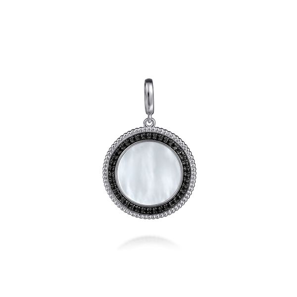 Gabriel & Co. Sterling Silver White Mother of Pearl Black Spinel Medallion 24 mm Saxons Fine Jewelers Bend, OR