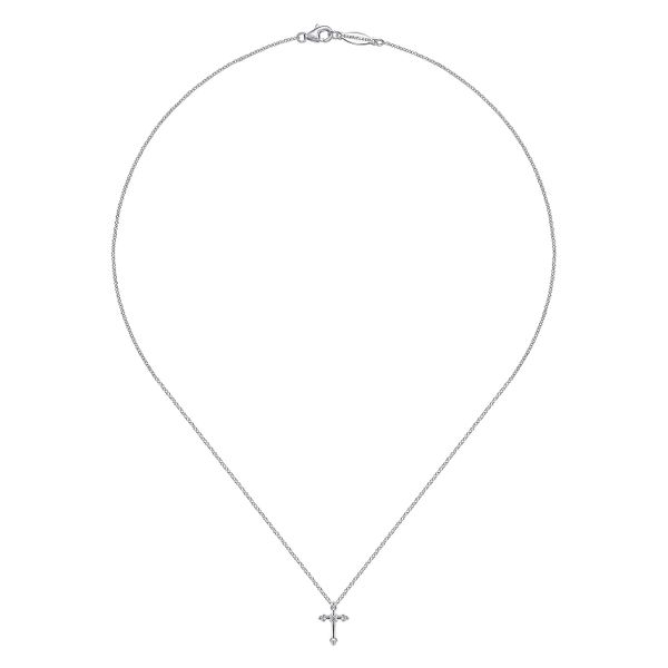 Gabriel & Co. Sterling Silver Diamond Cross Pendant Necklace Image 2 Saxons Fine Jewelers Bend, OR