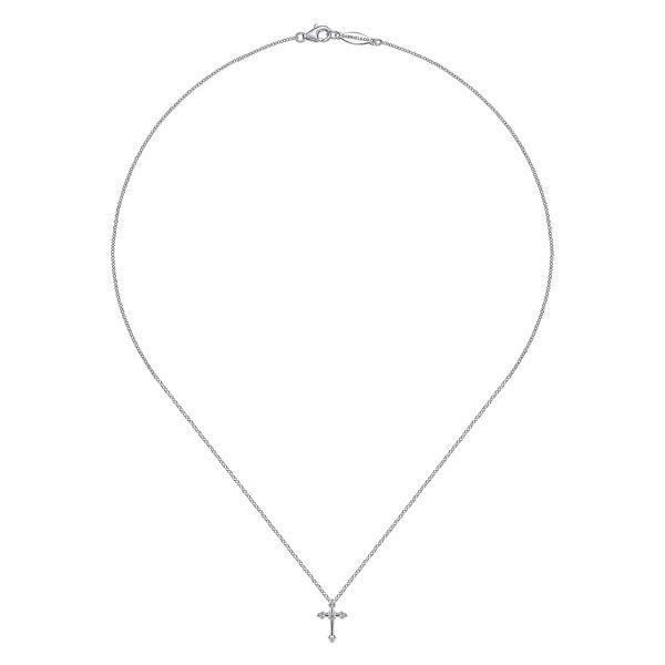 Gabriel & Co. Sterling Silver Diamond Cross Pendant Necklace Image 2 Saxons Fine Jewelers Bend, OR