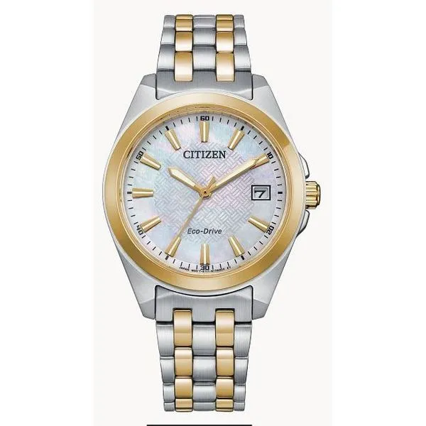 Womens Stainless Steel White Eco-Drive Watch