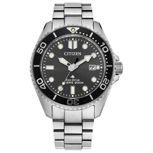 Gent's Black Stainless Steel Eco Drive Watch Segner's Jewelers Fredericksburg, TX