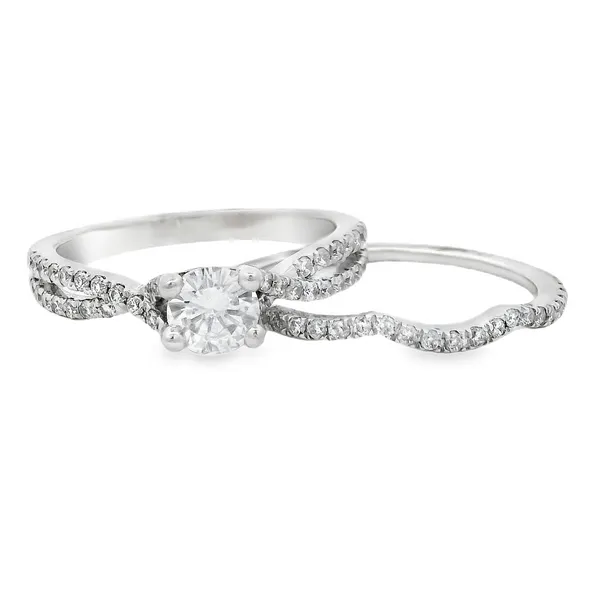 14 Karat White Diamond Engagement Ring & Band Set