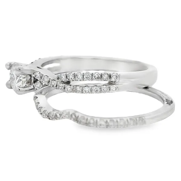 14 Karat White Diamond Engagement Ring & Band Set