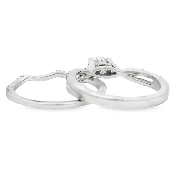 14 Karat White Diamond Engagement Ring & Band Set