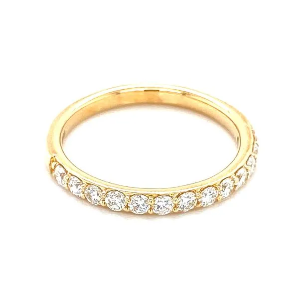 Yellow 14 Karat Shared Prong Wedding Band with Round Diam...