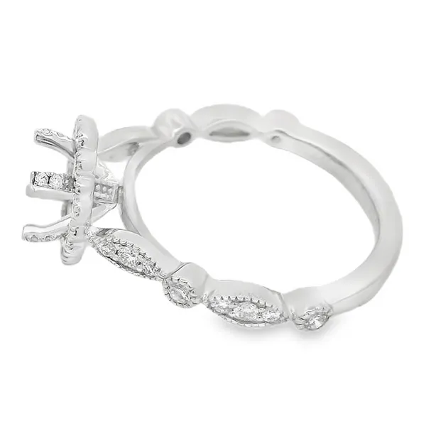 Platinum Vintage Diamond Halo Semi-Mount Ring Setting