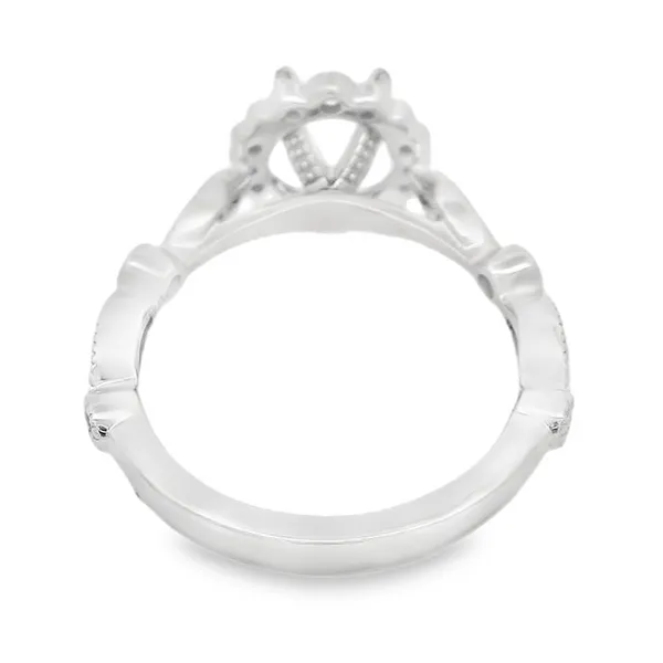 Platinum Vintage Diamond Halo Semi-Mount Ring Setting