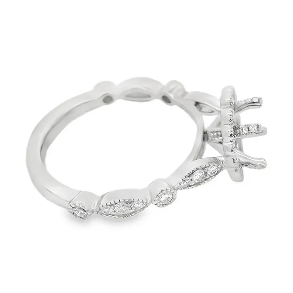 Platinum Vintage Diamond Halo Semi-Mount Ring Setting