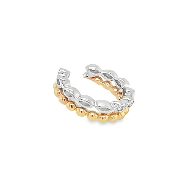 Two-Tone 14Kt Single Cuff Diamond Earrings