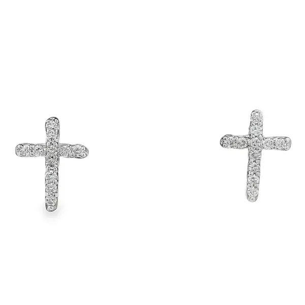 14Kt Yellow Cross Diamond Earrings